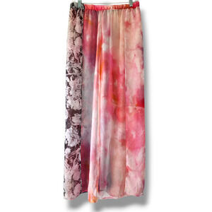 Boutique wide leg flare coverup pants M slits flowy Fabric pink tie dye Coastal